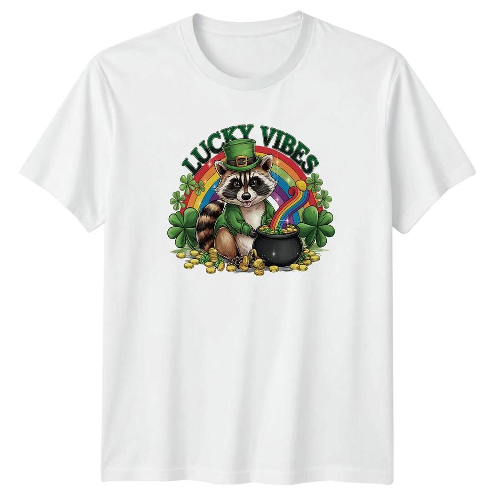 Lucky Vibes TShirt St Patricks Day Raccoon Holiday Animal S