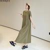 MODIQUE Summer Plus Size New Women Loose Minimalist Solid Color Long Dress Female Casual Short Sleeve O-Neck Dresses