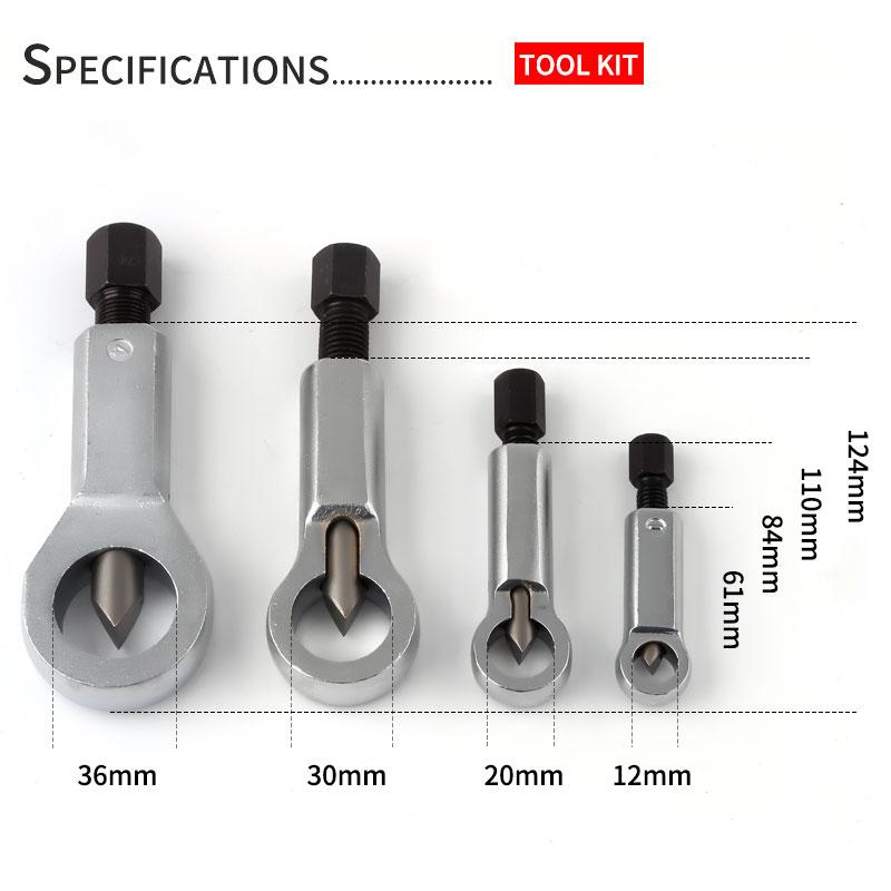 

4Pcs 9-27mm Rusty Nut Splitter Damaged Bolt Nut Separator Extractor Remover Cutting Tools Screw Breaker Set brazil