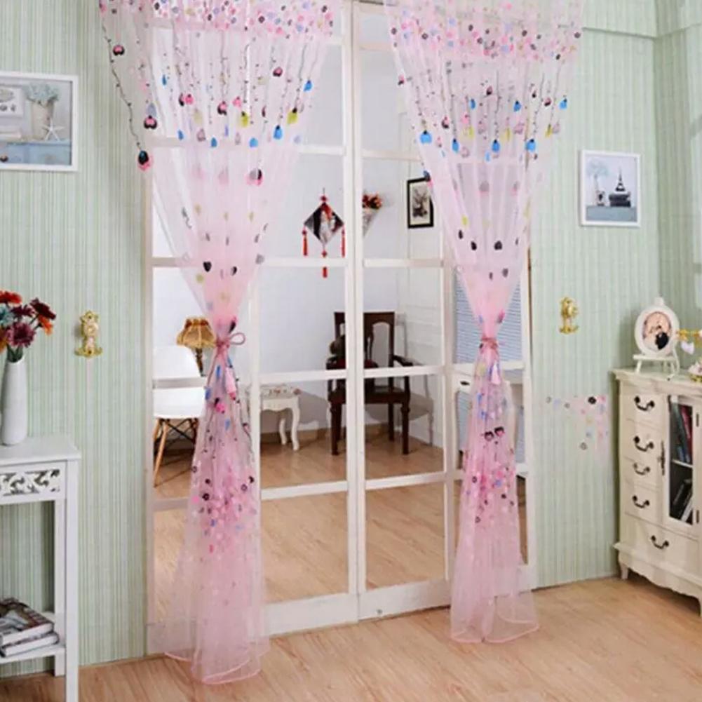 1PC Flying Balloon Tulle Curtain Window Screening Gauze Drape Balcony Voile for Home Hotel Decoration Unwashable Rod Pocket Version
