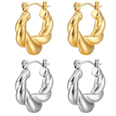 Titanium Steel Temperament Twist Ear Buckle Large Hoop Twisted Earrings High-End Female Stainless Steel Retro Hoop Decoration