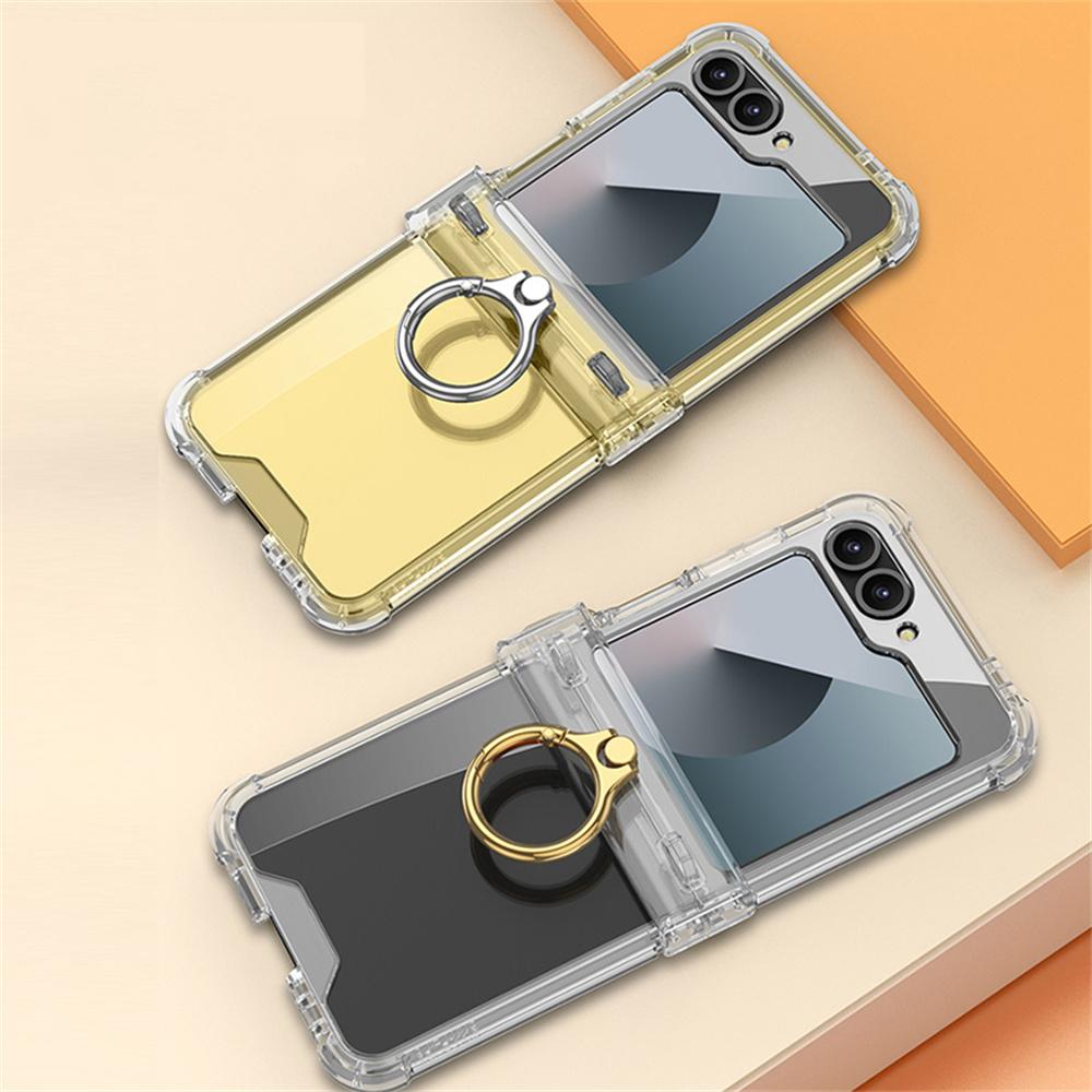 GKK For Samsung Galaxy Z Flip7 FE 5G/Z Flip6 5G Clear Case Airbag Hinge Protector Kickstand PC Phone Cover with Strap