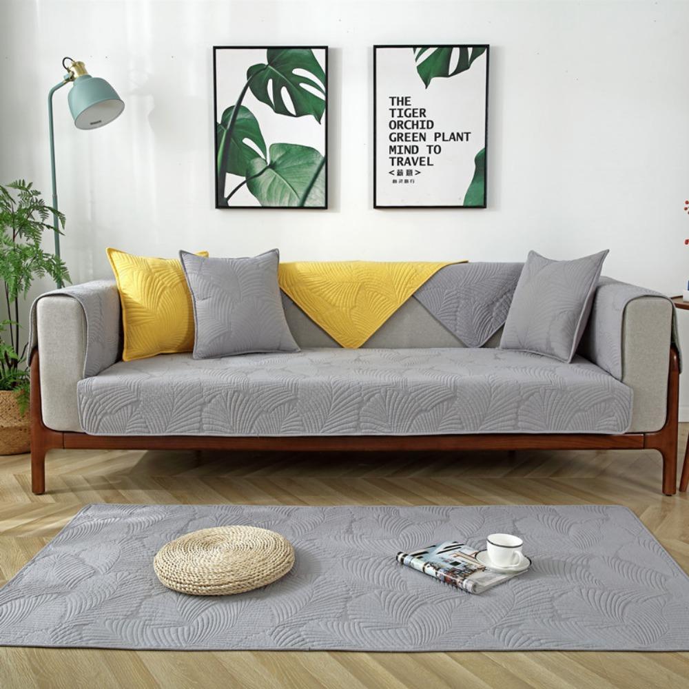 Universal Quilted Fabric Sofa Cushion Cover Non Slip Simple Nordic Style for Wooden Sofa