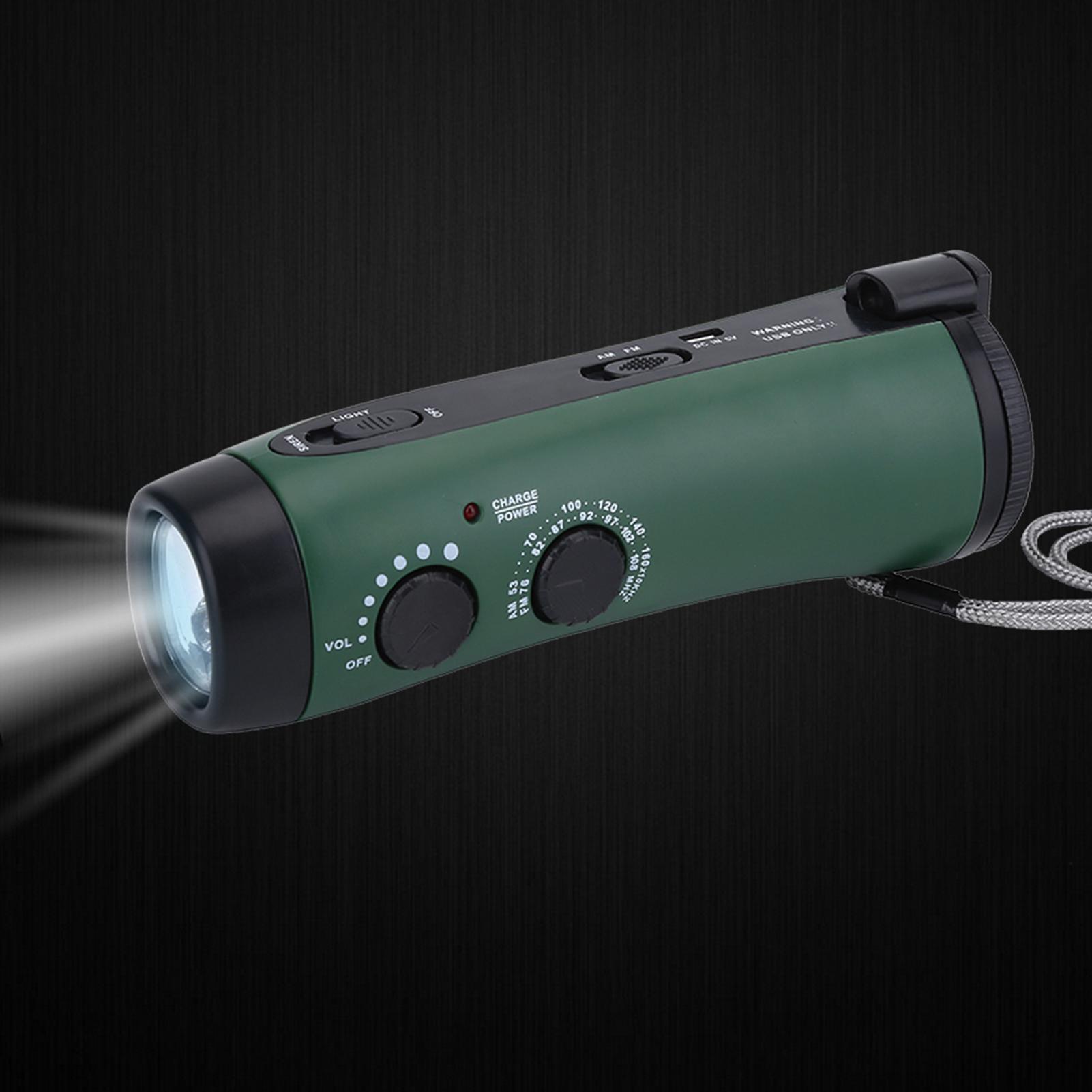 

Многофункциональный светодиодный фонарик с рукояткой для кемпинга, аварийный фонарик с радио, зарядное устройство для телефона, зеленый