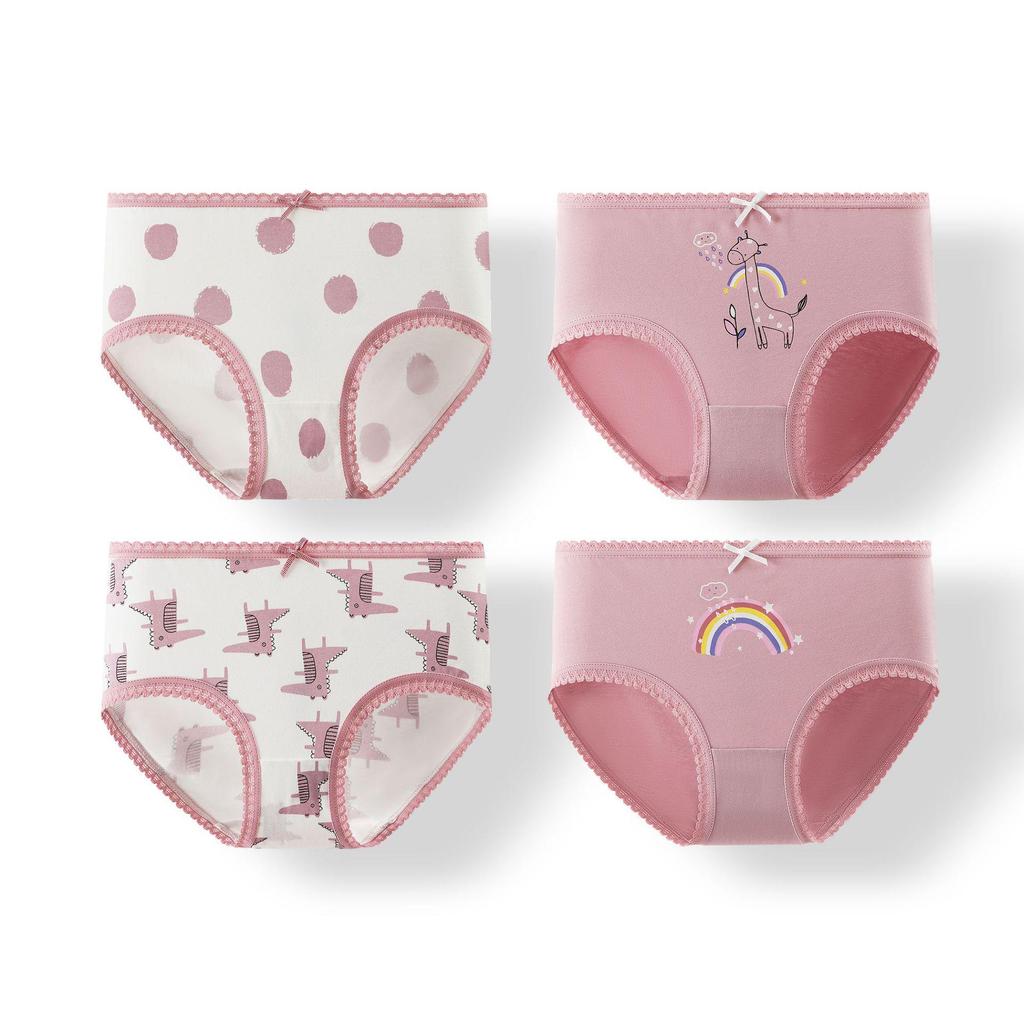 Baby Girls' Cute Cartoon Print Cotton Underpants - Breathable Bow Design for Infants and Toddlers