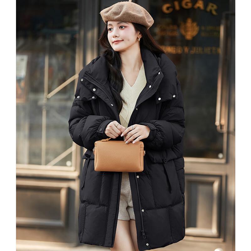 Women's Winter Hooded Mid-Length Duck Down Jacket