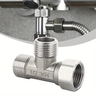 Adattatore a T in Rame per Valvola Deviatrice WC, Valvola a T G1/2" Adatta per Doccino da Bagno con Attacco a Quattro Punti per Tubi a Tre Vie
