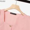 ZANZEA Women Casual Short Sleeve Blouse and Short Skirts Elegant Two Piece Suit Sets