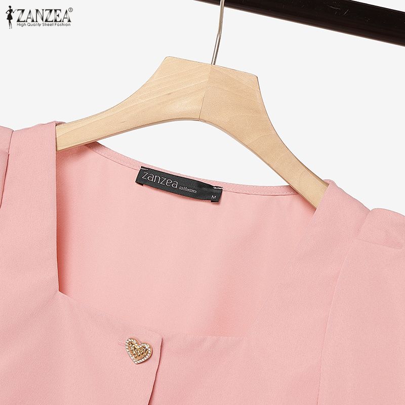 ZANZEA Women Casual Short Sleeve Blouse and Short Skirts Elegant Two Piece Suit Sets