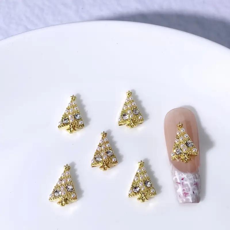 WTEMPO Weihnachtsbaum Nagelkunst Charms 3D Roter Hut Roter Handschuh Nagelkunst Dekorationen Set DIY Bastelzubehör Elegante Nagelverzierungen