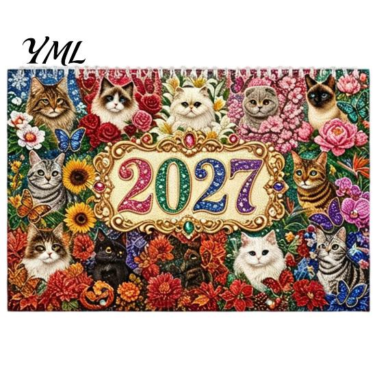 Beginner Friendly Crafts 2027 Diamond Art Painting Pattern Wall Calendar, Rhinestone Gem 12 Calendar Monthly Planner, Jan. 2026-Dec. Hanging for Home,