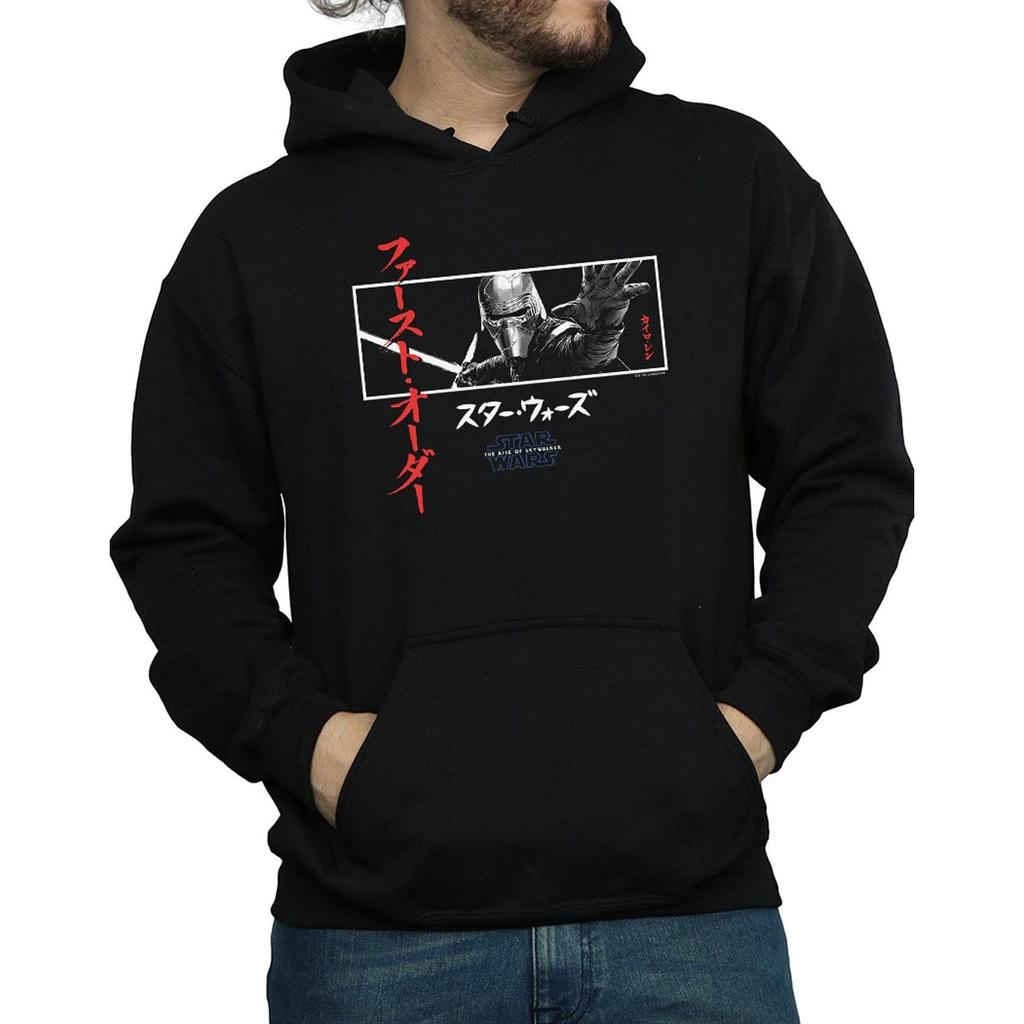 Star Wars: The Rise of Skywalker Mens Star Wars The Rise Of Skywalker Kylo Ren Katakana Art Stripe Hoodie