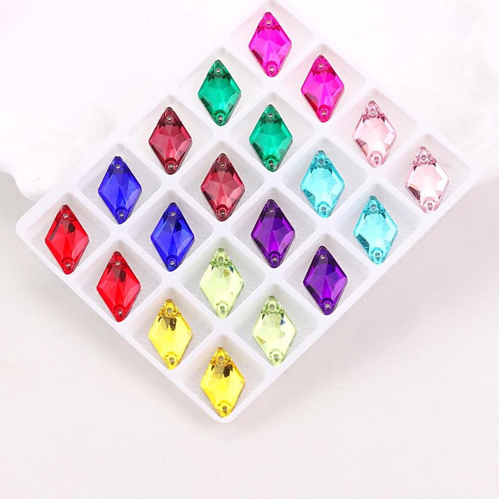 Mixed Color Crystal Buckles - Handmade Double Hole Glass Diamond for DIY Clothing