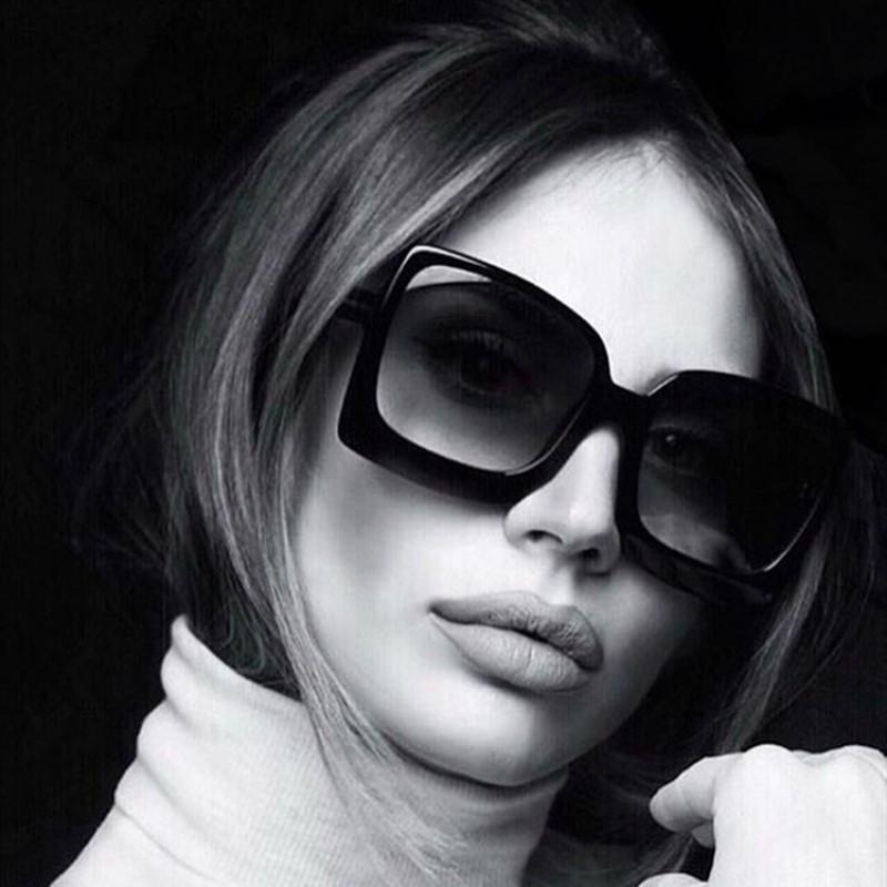 Fashion Oversize Square Sunglasses For Women Big Frame Luxury Brand Black Vintage Gradient Shades