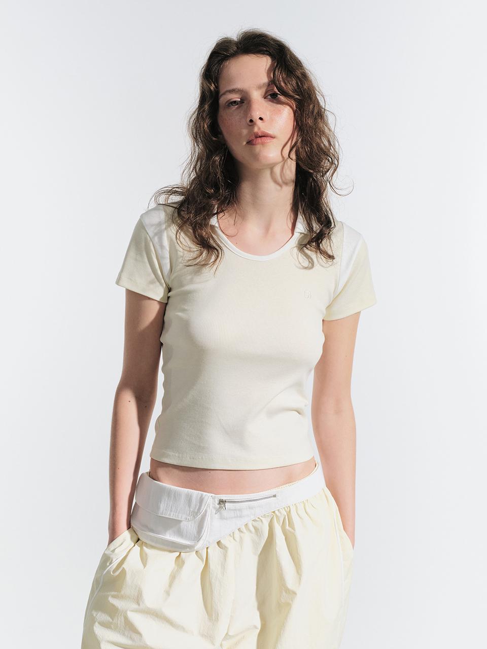 Ela U-Neck Collar T-Shirt (Yellow) Yellow/F