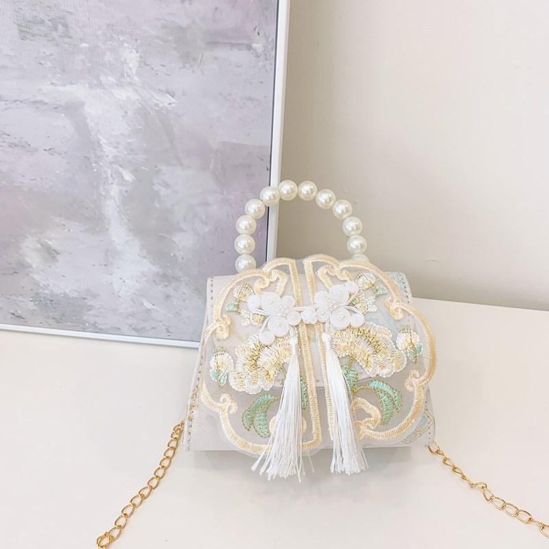 Childrens Pearl Handheld Shoulder Bag With Tassel Chain For Girls Daily Use