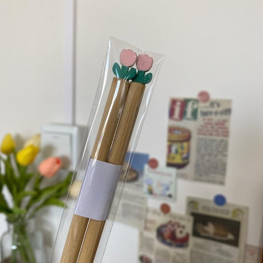 

1 пара палочек для еды Ins Wind Lovely Tulip, практичные бамбуковые палочки для еды, для семейного банкета и еды 1pair светло-розовый