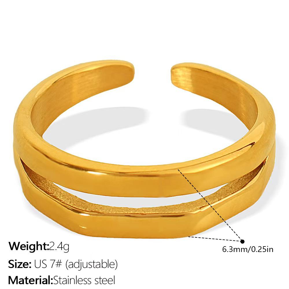 Minimalist hipster stainless steel double-layer ring niche design ring ring set