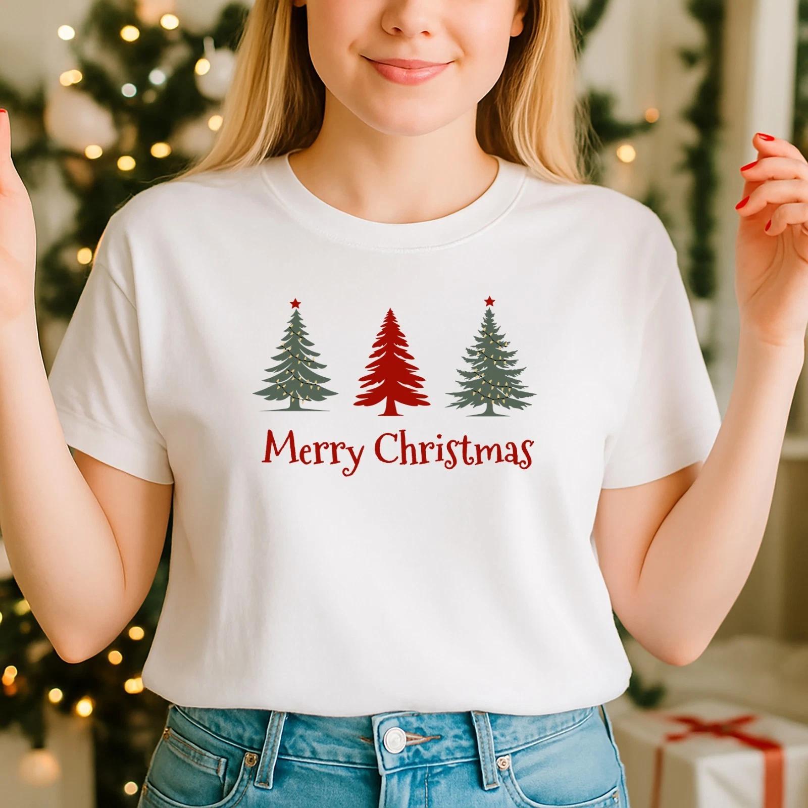2025 Christmas unisex tshirt,Night before Christmas Family Top, Merry Trees (CH) XL