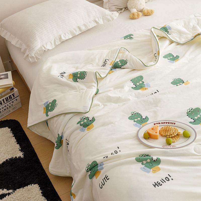 Class a Knitted Cotton Soybean Fiber Cartoon Ins Style Girl Heart Summer Cool Quilt Machine Washable