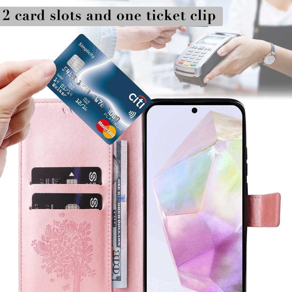 Etui na telefon Samsung Galaxy A36 5G ze stojakiem Wzór drzewa dla kota Skórzany portfel Pokrowiec na telefon komórkowy