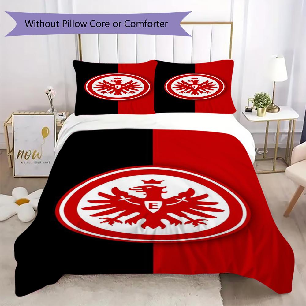 Pościel z wzorem Eintracht Frankfurt Zestaw kołdry Poszewka na kołdrę Poszewka na poduszkę Dekoracja domu Prezent urodzinowy (1 * poszwa na kołdrę + 2 * poszewki na poduszki bez rdzenia)