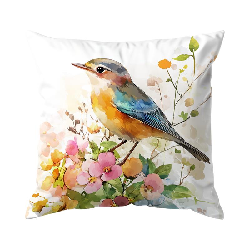 Birds Flowers Cushions Pillowcase Printed Polyester Throw Pillow Cover Decorative Sofa Cushion Pillowslip Home Decor