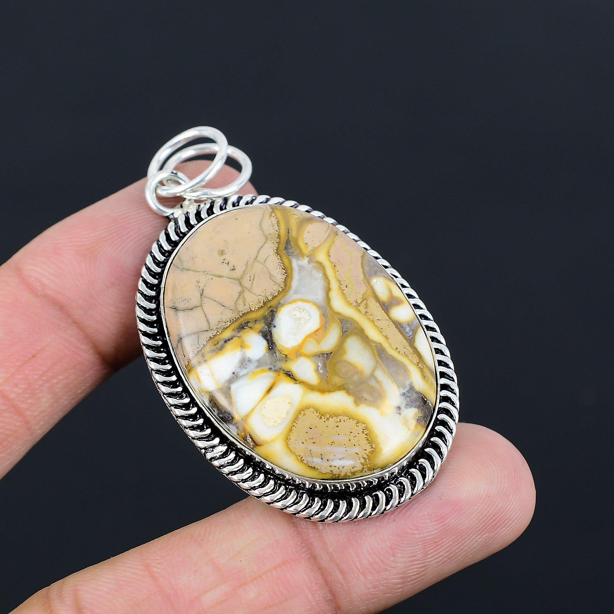 925 Sterling Silver Cobra Jasper Stone Wedding Unique Engagement Pendant Jewelry