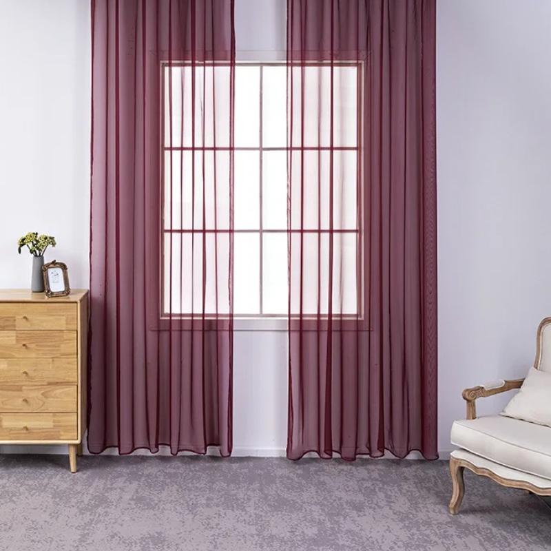1pcs Beautiful Home Decoration Curtain Translucent Solid Color Gauze Curtains Gorgeous Hotel Living Room Decor Window Blind