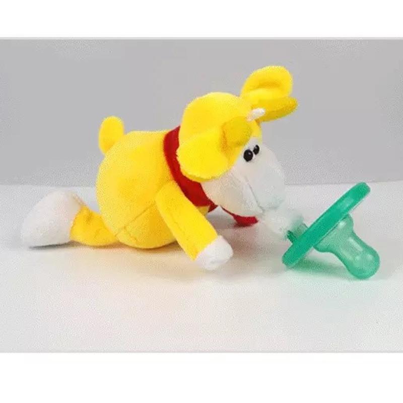 Ciuccio in Silicone con Ciondolo Animale di Peluche per Lattanti e Bambini Piccoli per Alleviare la Dentizione