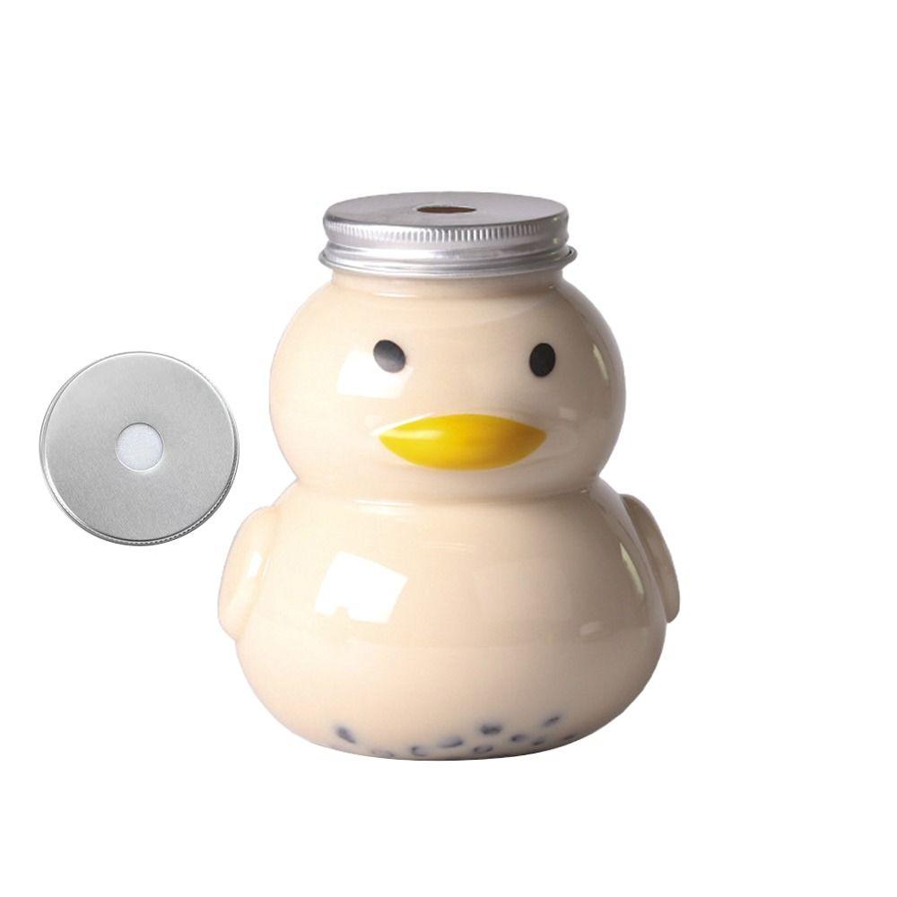 

PET Plastic Cartoon Milk Tea Bottle Thickened Empty Duck Water Bottle 500ml Transparent Milk Tea Juice Cup Couple Christmas Gift