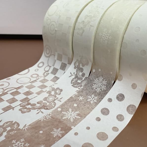 White masking tape in five Rain and Snow 15mm x Kamoi Kakoshi Mino Traditional Japan White masking Watermarked washi Masking Washi adhesive Rain and