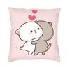 Cute Mochi Peach Cat And Goma Love Square Throw Pillow Cover Home Decorative 3D Double Side Printing Cushion Cover Living Room