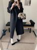 Korean Style Women's Urban Commuting Wool Coat - Long, Straight Shoulder Design with Suit Collar