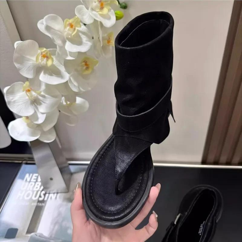 Fashion 2025 Summer Retro Women's Sandals New Pinch Toe Belt Buckle Casual Fashion Trendy Chic Ankle Strap Design Sandals Boots Zapatos