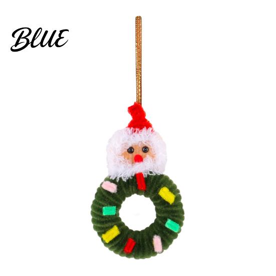 Holiday Door Decoration Handmade Pipe Cleaner Christmas Wreath Ornament Chenille Stems Mini Bow Bell Crafts with Bells for Window Fireplace