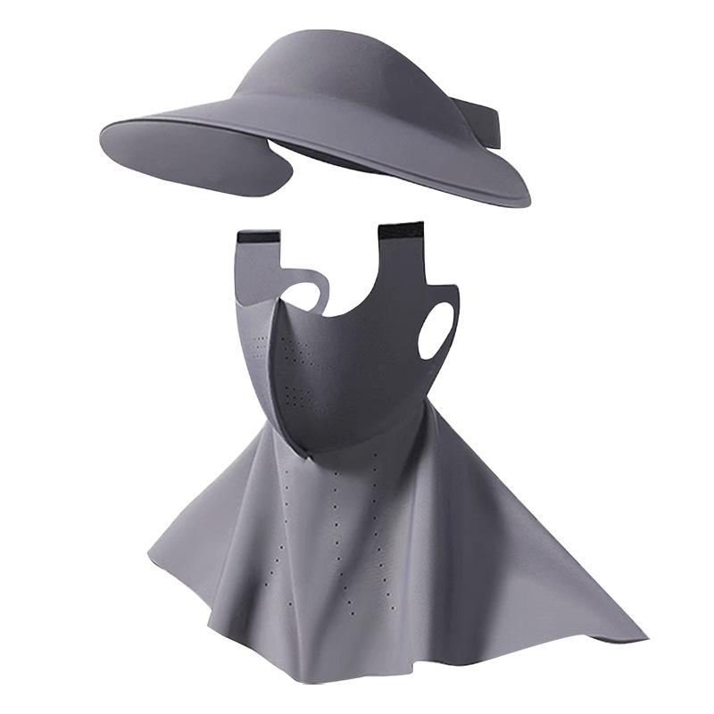 Detachable Sun Protection Face Mask with Brim Full Face Pull-Up Ice Silk UV Protection Sunshade Women Outdoor Ice Silk Mask