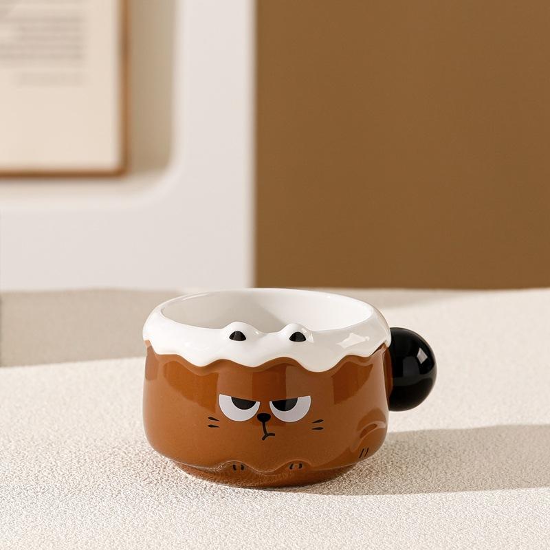 

Cute Mug with Lid Spoon with High Value Ceramic Stacked Cup Gift Box for Students Home Cartoon Cat Water Cup 400ml