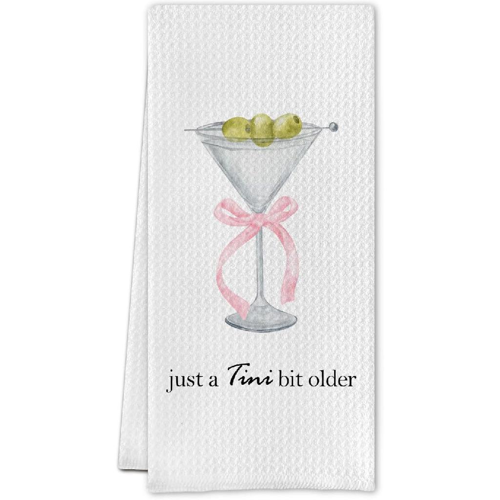 Martini Kitchen Towels,Funny Martini Dish Towels,Martini Gifts for Women,Martini Decor for Party Kitchen Bar Pub,16X24 Inches