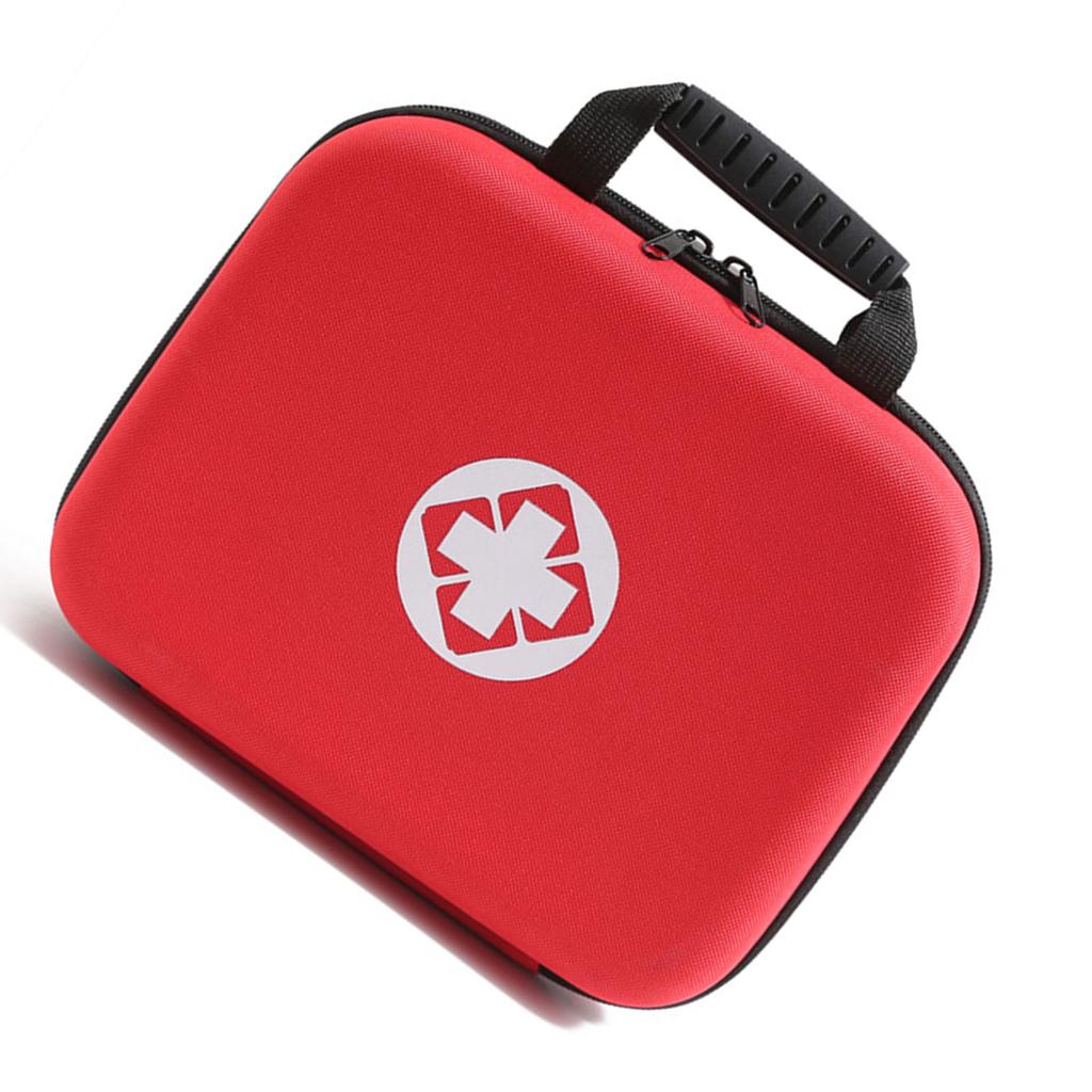 Empty First Aid Bag Waterproof Large Capacity Portable Red Hard Shell Medical Medication Organizer Bag for Outdoor