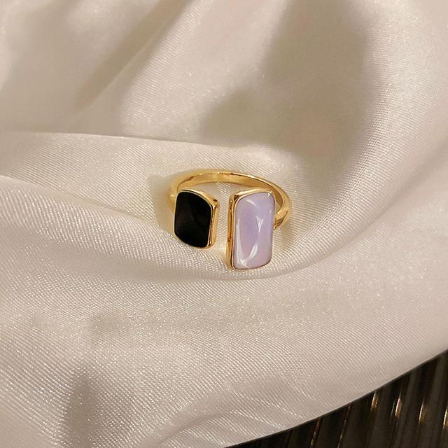 French Style High -End Design Geometric Purple Crystal Ring For Women Exquisite High Quality Tremperament Engagement Rings Gift