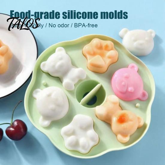 Easy Release Pastry Molds Silicone Bear Cake Mold, Steamer Safe Food Baking Pan for Kids, Grade Non Stick Reusable Heatproof Muffin Pudding