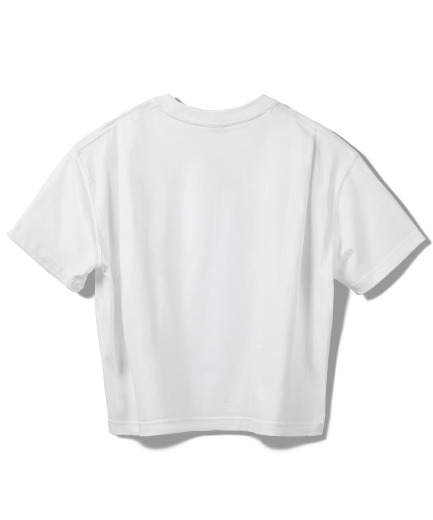 PRINOAR Multi-Logo Semi-Crop Short Sleeve T-Shirt - White