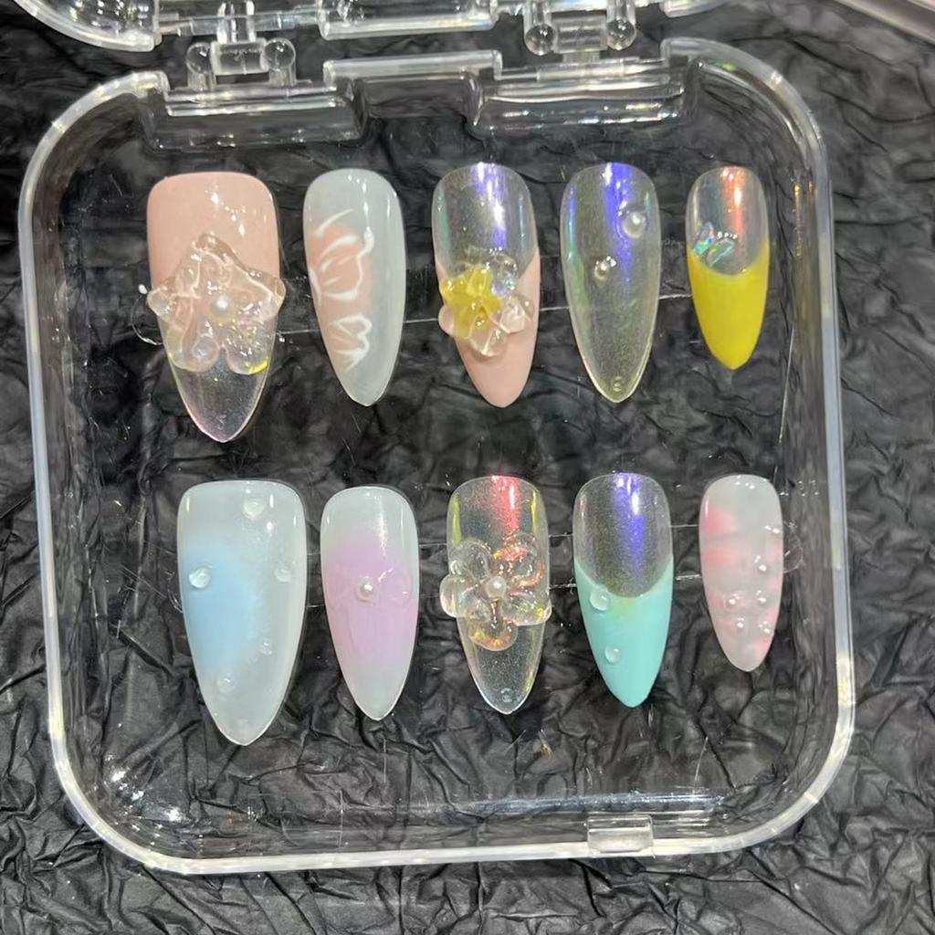 MK272 Artificial Nail Tips 10Pcs/Box 3D Handmade Flower Design For Nail Art Decoration