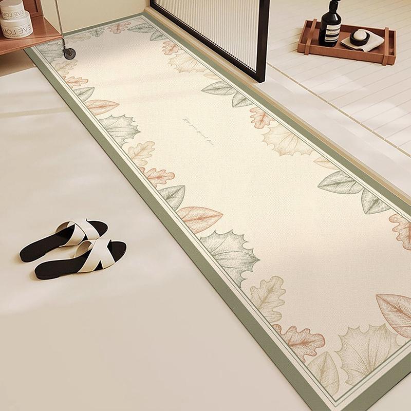 Rug for Bathroom Mat Absorbent Anti-slip Floor Mats Diatom Mud Toilet Shower Area Pink Carpet Plant Flowers Home Decoration Rugs