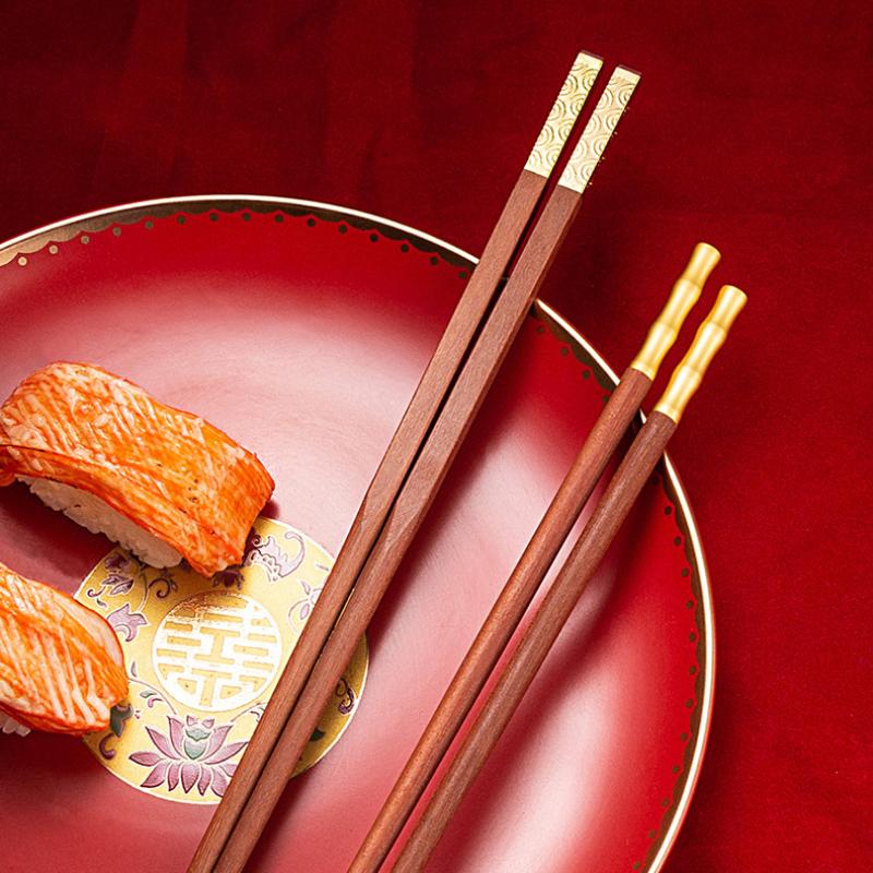 5 Pairs Red Sandalwood Chopsticks Set Natural Wooden Handmade Chopsticks Chinese Style Cooking Tools Tableware Gift