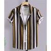 Hawaiian Shirts For Men 3d Striped Print Short Sleeve Shirts Summer Loose Casual Tops Simple Fashion Oversized Men Clothing