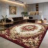 European Luxury Red Flower Fluffy Living Room Rug Easy Clean Soft Retro Tasting Area Carpet Large Area Non-slip Sofa Floor Mats