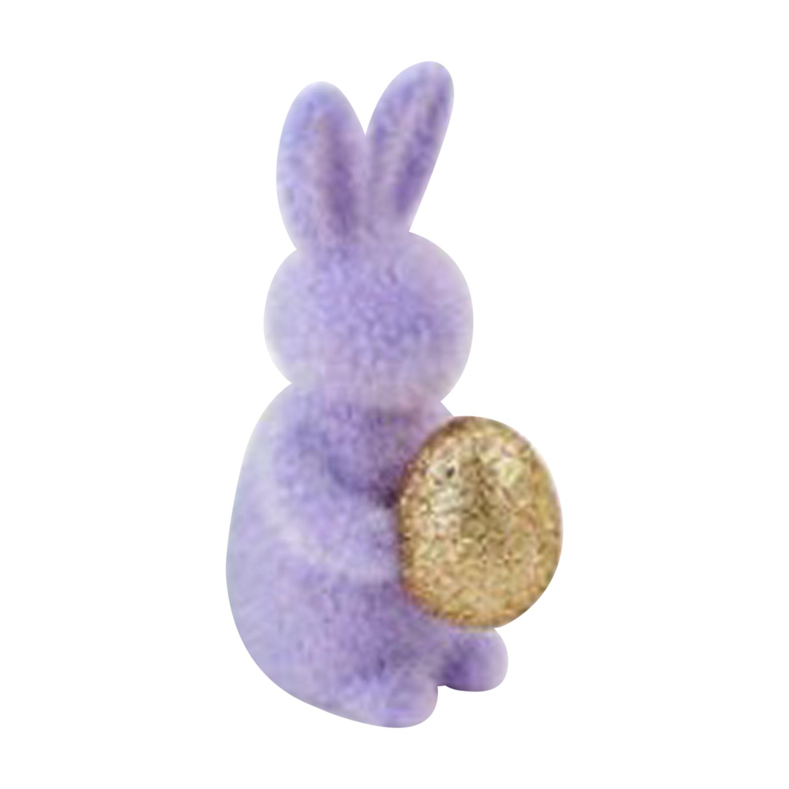 

Resin Easter Bunny Figurine Holding Decorative Egg Sculpture Tabletop Ornament for Seasonal Home Decor and Display Accessories