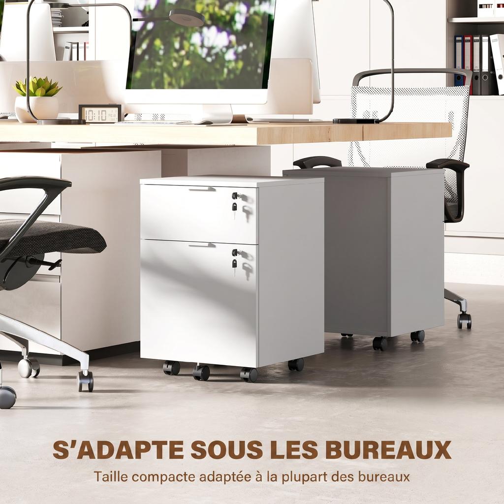 Office Pedestal, 2 Drawers, 2 Hanging File Bars, Lockable, 2 Keys, 42 x 40 x 60 cm